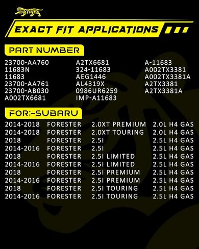 Oktiger 130A Upgraded Alternator for Subaru Forester 2014 2015 2016 2017 2018 2.0L 2.5L, for Subaru Forester 2014-2018 2.5L, H4 Gas 12V 130A Clockwise 6-Groove Clutch Pulley, OE 23700-AA760 in Kuwait