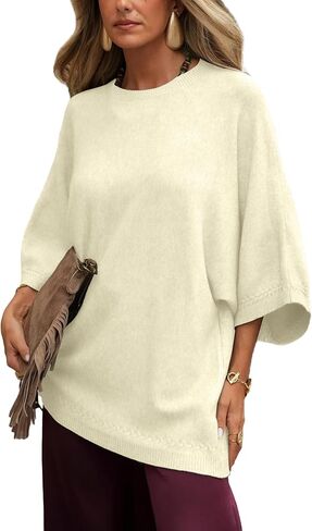 Tanming Women's 3/4 Sleeve Knit Sweater Crew Neck Oversized Casual Pullover Top Loose Soft Knit Tee for 2026 Spring in Saudi Arabia