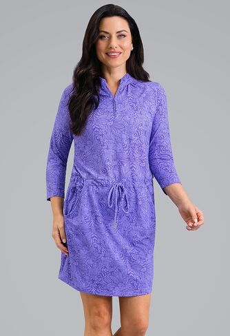 IBKUL Athleisure Wear Sun Protective UPF 50+ Icefil Cooling-Annie 3/4 Sleeve Drawstring Dress in Saudi Arabia