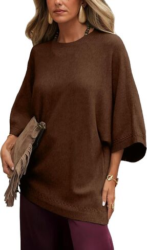 Tanming Women's 3/4 Sleeve Knit Sweater Crew Neck Oversized Casual Pullover Top Loose Soft Knit Tee for 2026 Spring in Saudi Arabia