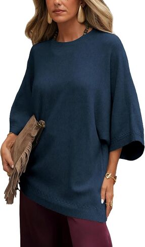 Tanming Women's 3/4 Sleeve Knit Sweater Crew Neck Oversized Casual Pullover Top Loose Soft Knit Tee for 2026 Spring in Saudi Arabia