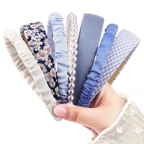 7 Pack Headbands for Women Girls Cute Headbands Non Slip Floral Padded Pearl Hairbands Fashion Hair Accessories Multi-style Headband Pack in Saudi Arabia