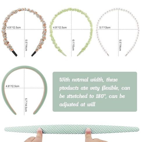 7 Pack Headbands for Women Girls Cute Headbands Non Slip Floral Padded Pearl Hairbands Fashion Hair Accessories Multi-style Headband Pack in Saudi Arabia
