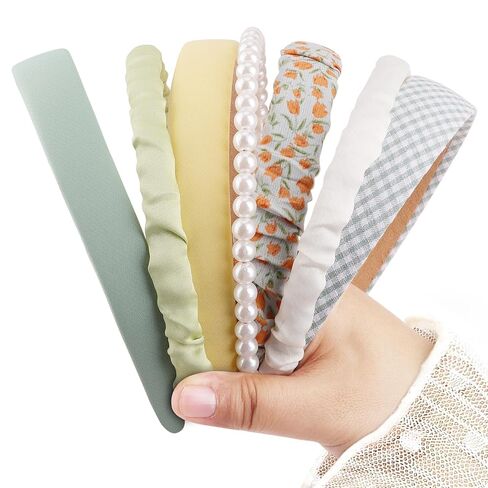 7 Pack Headbands for Women Girls Cute Headbands Non Slip Floral Padded Pearl Hairbands Fashion Hair Accessories Multi-style Headband Pack in Saudi Arabia