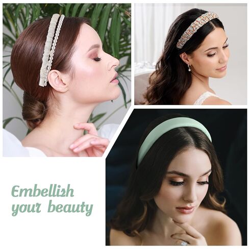 7 Pack Headbands for Women Girls Cute Headbands Non Slip Floral Padded Pearl Hairbands Fashion Hair Accessories Multi-style Headband Pack in Saudi Arabia