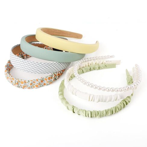 7 Pack Headbands for Women Girls Cute Headbands Non Slip Floral Padded Pearl Hairbands Fashion Hair Accessories Multi-style Headband Pack in Saudi Arabia