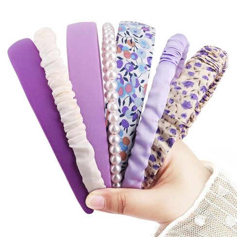 7 Pack Headbands for Women Girls Cute Headbands Non Slip Floral Padded Pearl Hairbands Fashion Hair Accessories Multi-style Headband Pack in Saudi Arabia