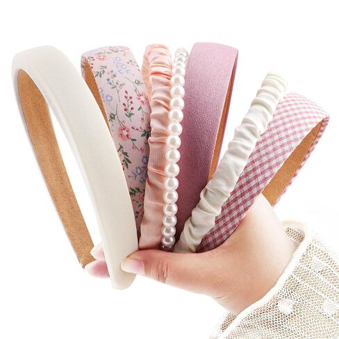 7 Pack Headbands for Women Girls Cute Headbands Non Slip Floral Padded Pearl Hairbands Fashion Hair Accessories Multi-style Headband Pack in Saudi Arabia