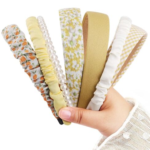 7 Pack Headbands for Women Girls Cute Headbands Non Slip Floral Padded Pearl Hairbands Fashion Hair Accessories Multi-style Headband Pack in Saudi Arabia