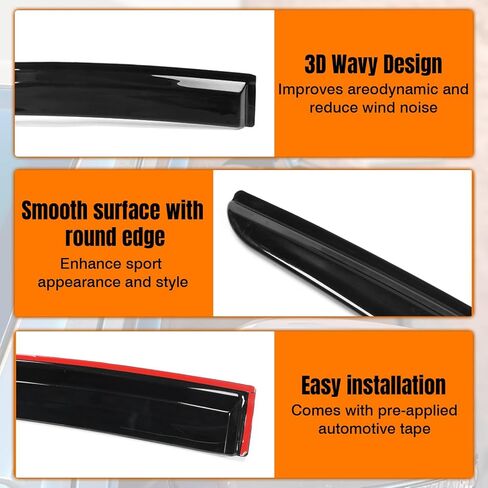 Tape on Window Visor Deflectors, Compatible with 2006-2013 Lexus IS250 IS350 & 2008-2014 is F, Acrylic Smoke Tinted Slim Style Window Rain Guards, Sun Wind Side Vent Visor Set, 4 Pieces in Saudi Arabia
