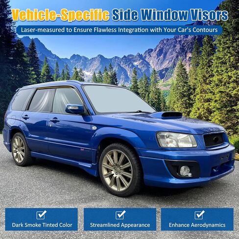 FREEMOTOR802 Window Deflectors Fits 2003-2008 Subaru Forester, Tape-on Mount Rain Guards Side Window Visors Wind Deflectors Vent Visors Dark Tinted Acrylic, 2-Piece Set in Saudi Arabia