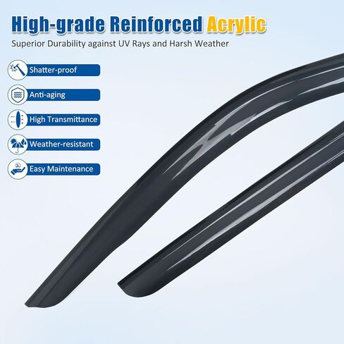 FREEMOTOR802 Window Deflectors Fits 2003-2008 Subaru Forester, Tape-on Mount Rain Guards Side Window Visors Wind Deflectors Vent Visors Dark Tinted Acrylic, 2-Piece Set in Saudi Arabia