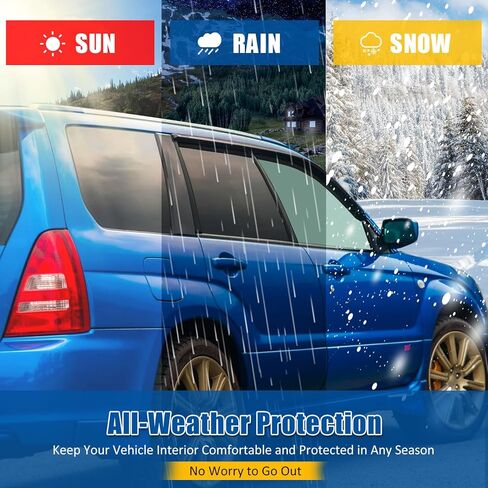 FREEMOTOR802 Window Deflectors Fits 2003-2008 Subaru Forester, Tape-on Mount Rain Guards Side Window Visors Wind Deflectors Vent Visors Dark Tinted Acrylic, 2-Piece Set in Saudi Arabia