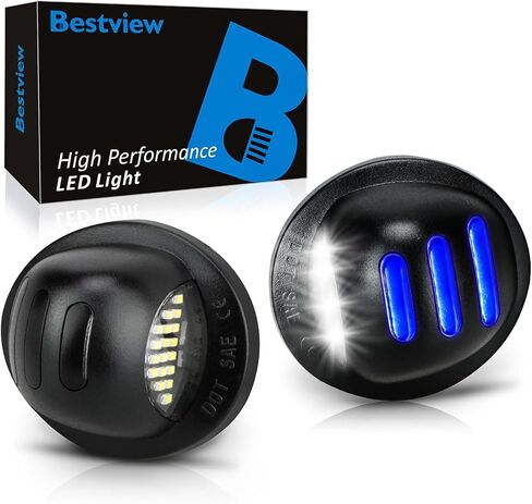 Bestview LED License Plate Lights Tag Lamp Assembly Compatible with Ford F150 F250 F350 F450 F550 Superduty Explorer Ranger Expedition Excursion Bronco Blue Neon Tube Tag Lamps in Saudi Arabia