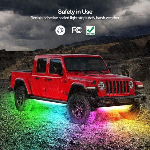 مجموعة مصابيح Glowlendra RGB-IC الذكية للسيارات، 6 قطع من مصابيح شريط LED مقاومة للماء مع جهاز تحكم عن بعد للتطبيق، 16 مليون لون من أوضاع مزامنة الموسيقى DIY لشاحنات سيارات الدفع الرباعي in Saudi Arabia