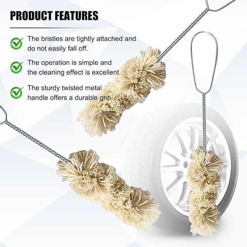 HZEL Car Tire Lubricant Brush Applicator Swab, 4PCS 11.81 Inch Extra Long Handle Vehicle Wheel Lubricant Applicator with 1PC Tread Depth Gauge, Automotive Tire Lube Brush, Universal Fit in Kuwait