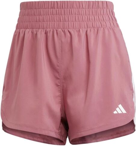 شورت نسائي من adidas Pacer Training 3-Stripes منسوج عالي الارتفاع، Preloved قرمزي/أبيض، 2XS3 in Saudi Arabia