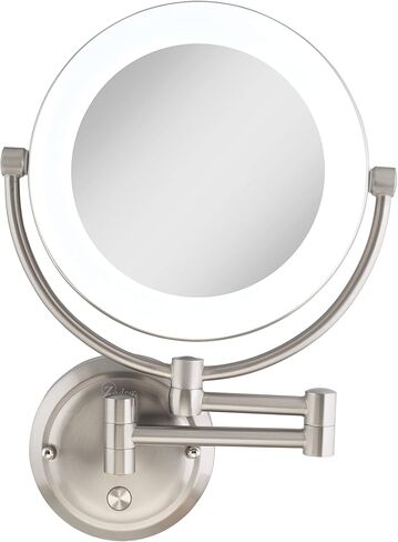 Zadro Lexington LED Lighted Wall Mounted Makeup Mirror with Magnification Two-Sided Swivel Extendable Bathroom Mirror (10X/1X, 10" Head, 7.5" Mirror, Hardwire, Satin Nickel) in Kuwait