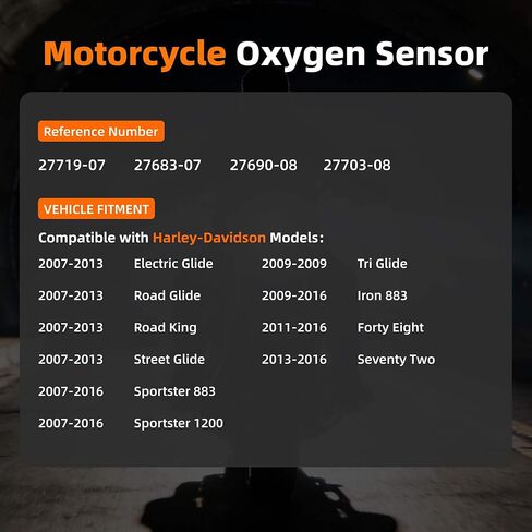 27719-07 O2 Oxygen Sensor Compatible with Harley-Davidson 2007-2013 Sportster 2007-2011 Softail, 2006-2011 Dyna 2007-2009 Touring 2008-2011 V-Rod Replace# 27683-07 27690-08 27703-08 in Kuwait