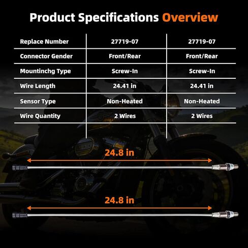 27719-07 O2 Oxygen Sensor Compatible with Harley-Davidson 2007-2013 Sportster 2007-2011 Softail, 2006-2011 Dyna 2007-2009 Touring 2008-2011 V-Rod Replace# 27683-07 27690-08 27703-08 in Kuwait