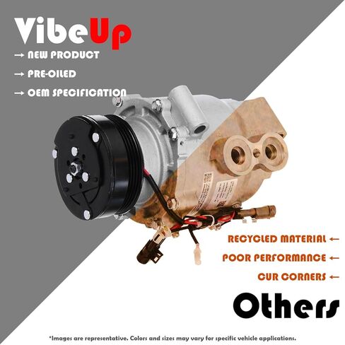 VibeUp 22078 Compressor Compatible With Mitsubishi Lancer 2007-2010, Mitsubishi Outlander 2007-2011, Replaces 98486 CO11556O in Kuwait