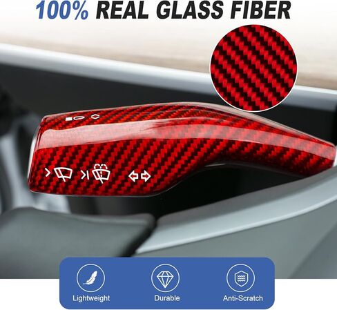 T-carbon Real Glass Fiber Steering Lever Cover Compatible with Tesla Model 3 Model Y 2017-2024, Gear Shift Paddle Cover Compatible with Model 3/Y Interior Accessories, Red in Saudi Arabia