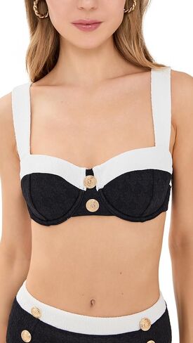L'AGENCE Women's Alexandria Colorblock Chic Structured Bra Top with Gold Buttons in Kuwait