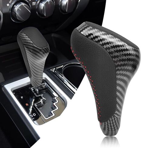 Compatible with Toyota 4Runner 2010-2024 Tundra 2007-2021 ABS Carbon Fiber Faux Leather Texture Automatic Gear Shift Knob Lever Replace in Saudi Arabia