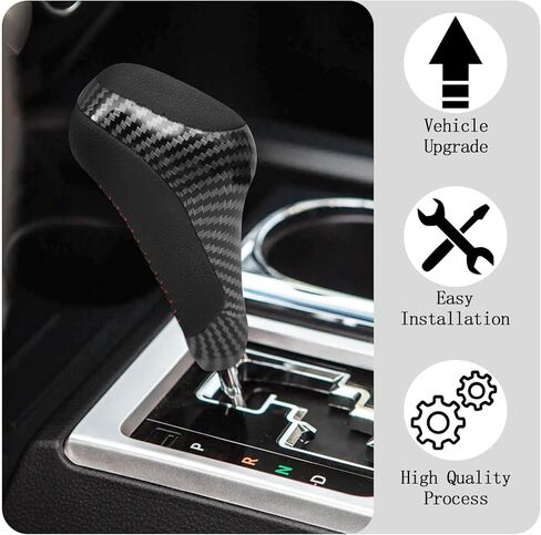 Compatible with Toyota 4Runner 2010-2024 Tundra 2007-2021 ABS Carbon Fiber Faux Leather Texture Automatic Gear Shift Knob Lever Replace in Saudi Arabia