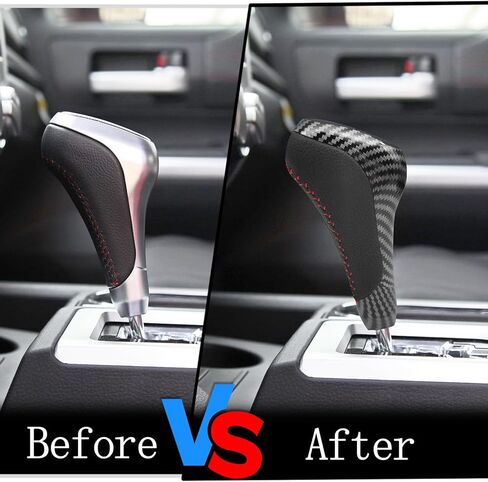 Compatible with Toyota 4Runner 2010-2024 Tundra 2007-2021 ABS Carbon Fiber Faux Leather Texture Automatic Gear Shift Knob Lever Replace in Saudi Arabia