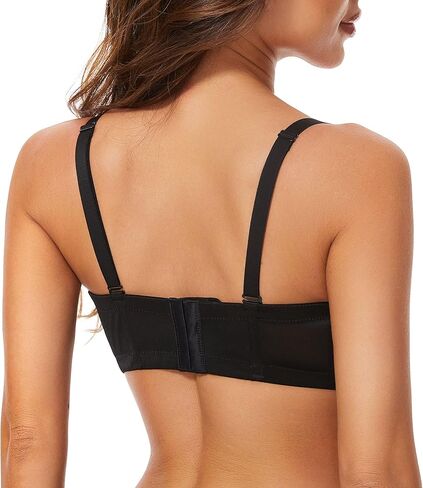 sheroine Strapless Push up Plus Size Lightly Lined Bra Underwire Multiway Full Coverage Padded Large Breasts Bras(Black,42DDD) in Kuwait