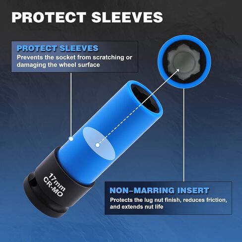 AIRTOON 1/2 بوصة محرك 17 مم مقبس صدمات مسمار عروة زهرة لصواميل عجلة مرسيدس، مقبس صامولة متري واقي غير قابل للتشوه، أداة صامولة عروة محدبة in Kuwait