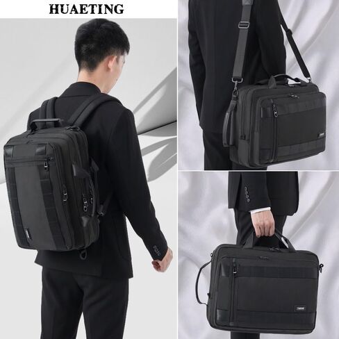 3 in 1 Laptop Bag for Men 15.6-17 Inch Computer Bag Laptop Backpack Convertible Briefcase Messenger Shoulder Bag Work Business Backpack Travel Bag for Men/Women Black in Saudi Arabia
