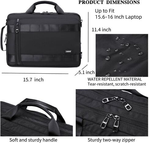 3 in 1 Laptop Bag for Men 15.6-17 Inch Computer Bag Laptop Backpack Convertible Briefcase Messenger Shoulder Bag Work Business Backpack Travel Bag for Men/Women Black in Saudi Arabia