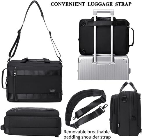 3 in 1 Laptop Bag for Men 15.6-17 Inch Computer Bag Laptop Backpack Convertible Briefcase Messenger Shoulder Bag Work Business Backpack Travel Bag for Men/Women Black in Saudi Arabia
