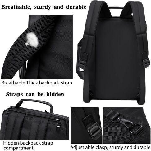 3 in 1 Laptop Bag for Men 15.6-17 Inch Computer Bag Laptop Backpack Convertible Briefcase Messenger Shoulder Bag Work Business Backpack Travel Bag for Men/Women Black in Saudi Arabia