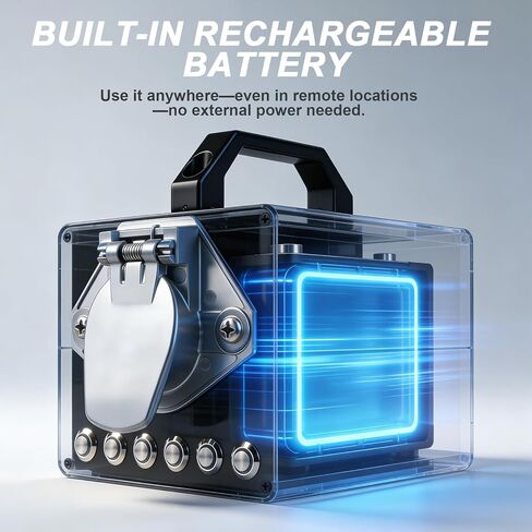 Professional Trailer Light Tester, Wireless Remote One-Person Operation, Built-in 12V 10Ah Rechargeable Battery, IP68 Waterproof All-Metal Housing, Compatible with 7-Way Round Pin Connector in Kuwait