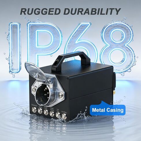 Professional Trailer Light Tester, Wireless Remote One-Person Operation, Built-in 12V 10Ah Rechargeable Battery, IP68 Waterproof All-Metal Housing, Compatible with 7-Way Round Pin Connector in Kuwait