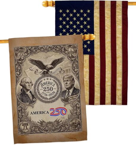 America 250 Trump Flag Tribute Vintage American Flags for Outside House Banner Pack Official Licensed Merchandise Wall Decor Canvas Print Textile Woven Tapestry USA 250th Anniversary Decoration Gift in Kuwait