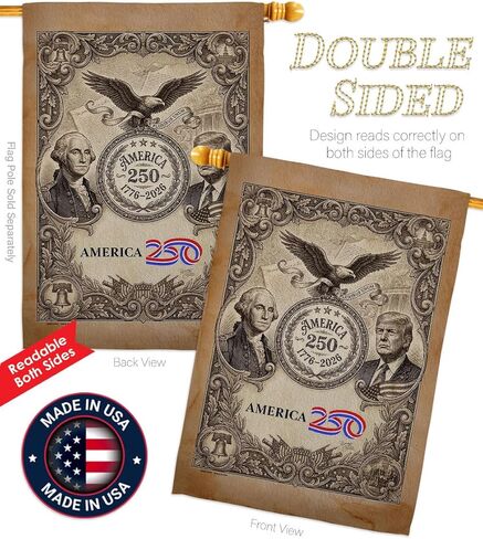 America 250 Trump Flag Tribute Vintage American Flags for Outside House Banner Pack Official Licensed Merchandise Wall Decor Canvas Print Textile Woven Tapestry USA 250th Anniversary Decoration Gift in Kuwait
