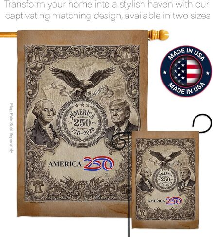 America 250 Trump Flag Tribute Vintage American Flags for Outside House Banner Pack Official Licensed Merchandise Wall Decor Canvas Print Textile Woven Tapestry USA 250th Anniversary Decoration Gift in Kuwait