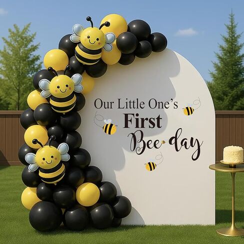 ملصق يوم النحل الأول - ديكور حفلات أعياد الميلاد بطابع الحشرات، ملصقات قوس البالون لاستحمام الطفل، علامة واحدة حلوة للنحل، لوازم حفلات أعياد الميلاد على شكل نحل العسل in Kuwait