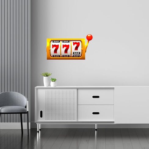 Casino Slot Machine 777 Sticker | Slots Decoration Home Decor Vinyl Stickers Party Supply Favors (5" x 2.5") in Kuwait