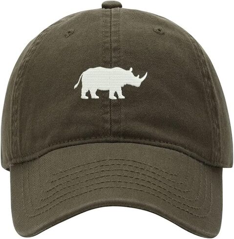 Baseball Cap Men Women Rhinos Animal Embroidered Unisex Classic Adjustable Strapback Dad Hat in Kuwait