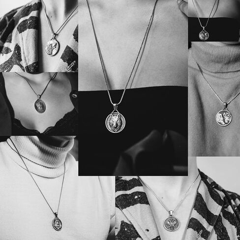 باي سيلفر ستون - قلادة التنين الصيني باللون الفضي، مجوهرات قلادة منحوتة مستوحاة من الثقافة الآسيوية للرجال in Kuwait