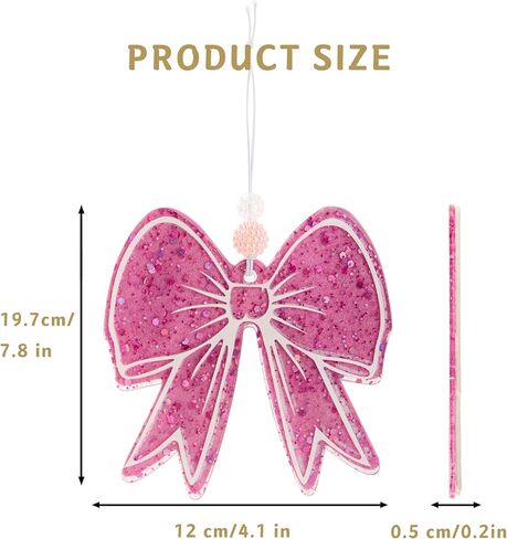 Pink Bow Car Air Freshener - Sparkling Dual-Sided Design Pink Car Freshener, Elegant Scented Hanging Decor for Auto & Room, Cute Bow Rearview Mirror Hanging Gift for Women in Saudi Arabia