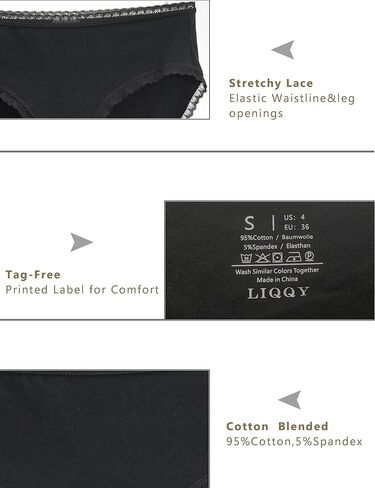 ملابس داخلية نسائية قطنية ذات قصة عالية مع حواف من الدانتيل، سراويل داخلية مريحة عالية الخصر تسمح بمرور الهواء، عبوات متعددة in Kuwait
