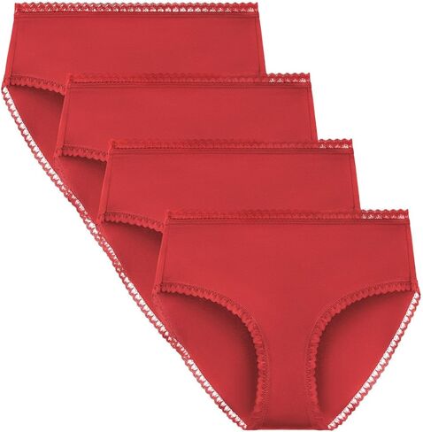 ملابس داخلية نسائية قطنية ذات قصة عالية مع حواف من الدانتيل، سراويل داخلية مريحة عالية الخصر تسمح بمرور الهواء، عبوات متعددة in Kuwait