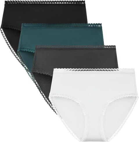 ملابس داخلية نسائية قطنية ذات قصة عالية مع حواف من الدانتيل، سراويل داخلية مريحة عالية الخصر تسمح بمرور الهواء، عبوات متعددة in Kuwait