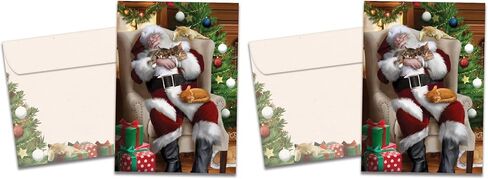 Tree-Free Greetings Christmas Cards and Envelopes, Set of 10, 5 x 7, Cat Nap Santa (HB93213) in Saudi Arabia
